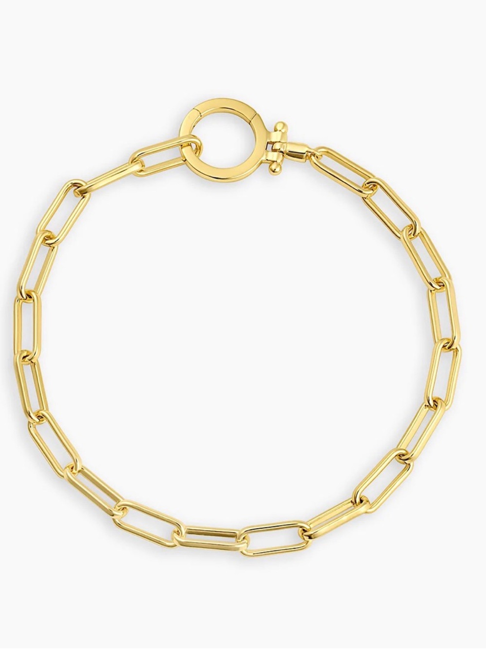 Gorjana Gold Parker Paperclip Chain Bracelet with Round Clasp NWT